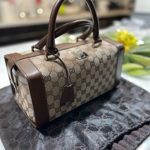 Vintage GUCCI GG Fabric Cosmetic Train Case